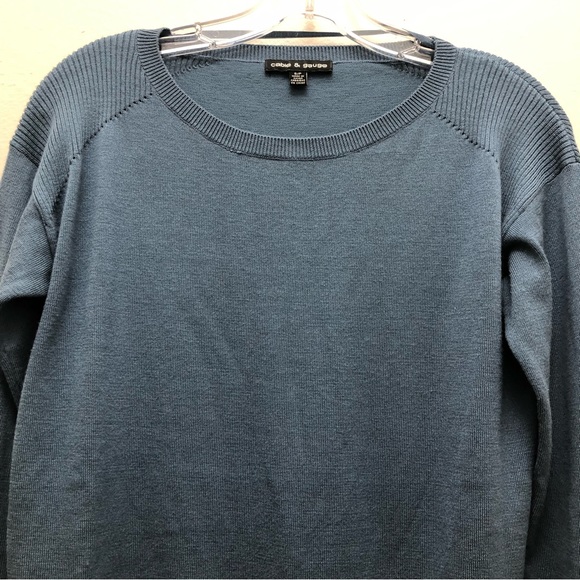 Cable & Gauge W Size SP Blue Long Sleeve Crew Neck Rayon/Polyester Knit Sweater - Picture 3 of 9